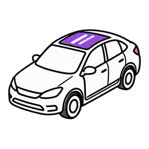 Voiture vue de dessus, toit vitré mis en évidence